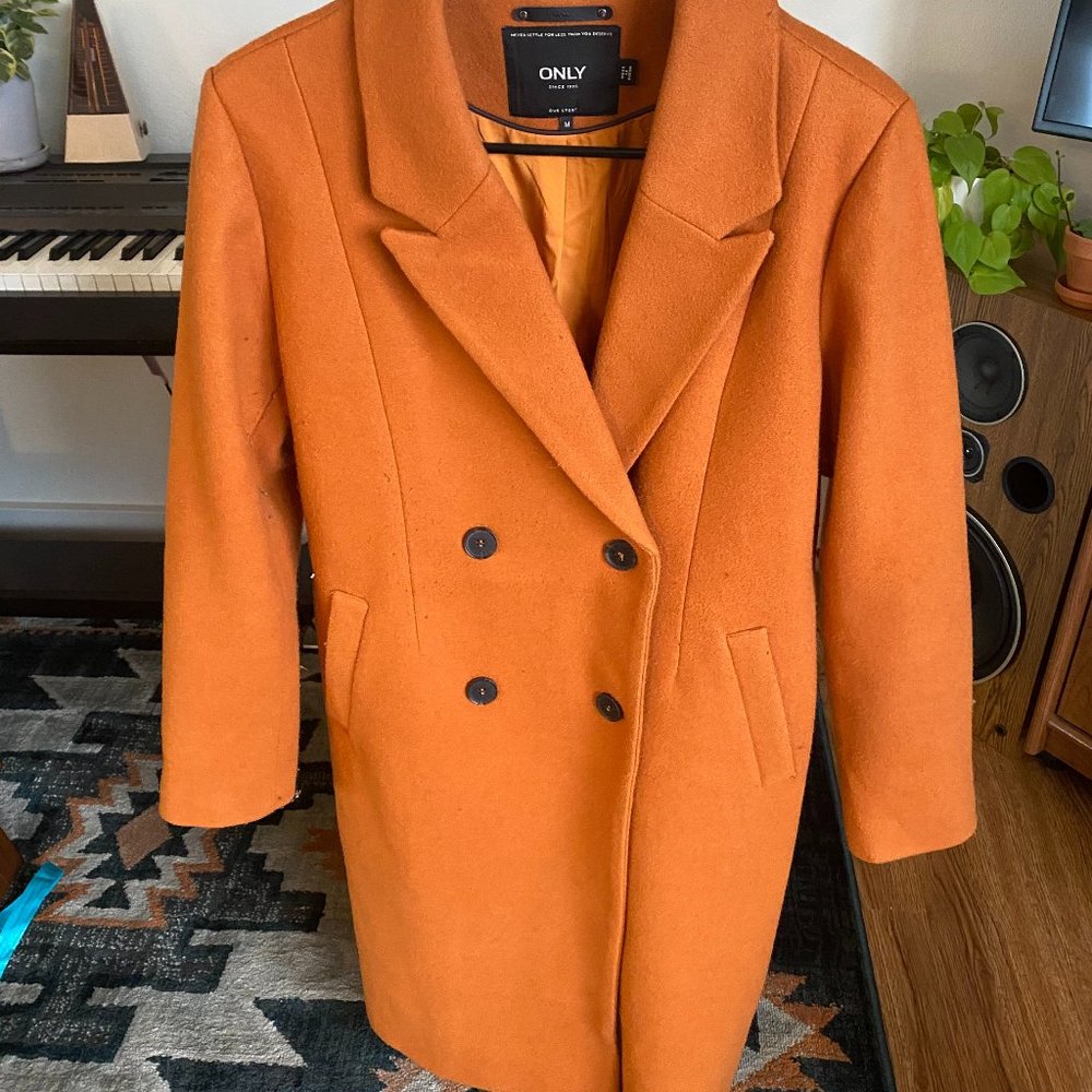 Only Brand Royal Orange Double Breasted Peacoat